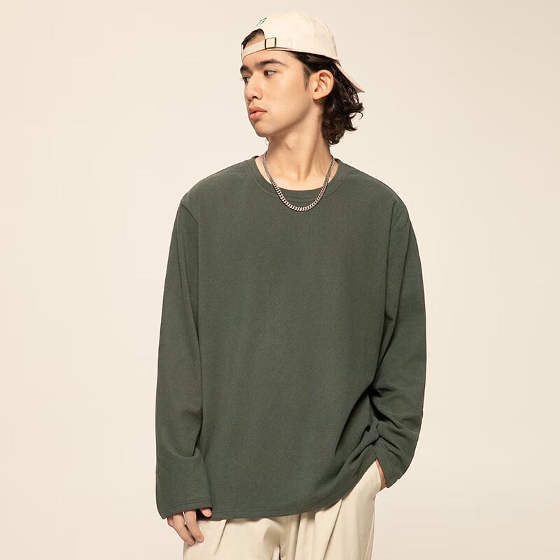 GENIOLAMODE Men's Fleece-Lined Long-Sleeve T-Shirt