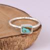 Natural Kingman Turquoise Ring, 925 Sterling Silver Texture Band Jewelry for Women, Special Gift for Her, Love, Crush and Girlfriends.