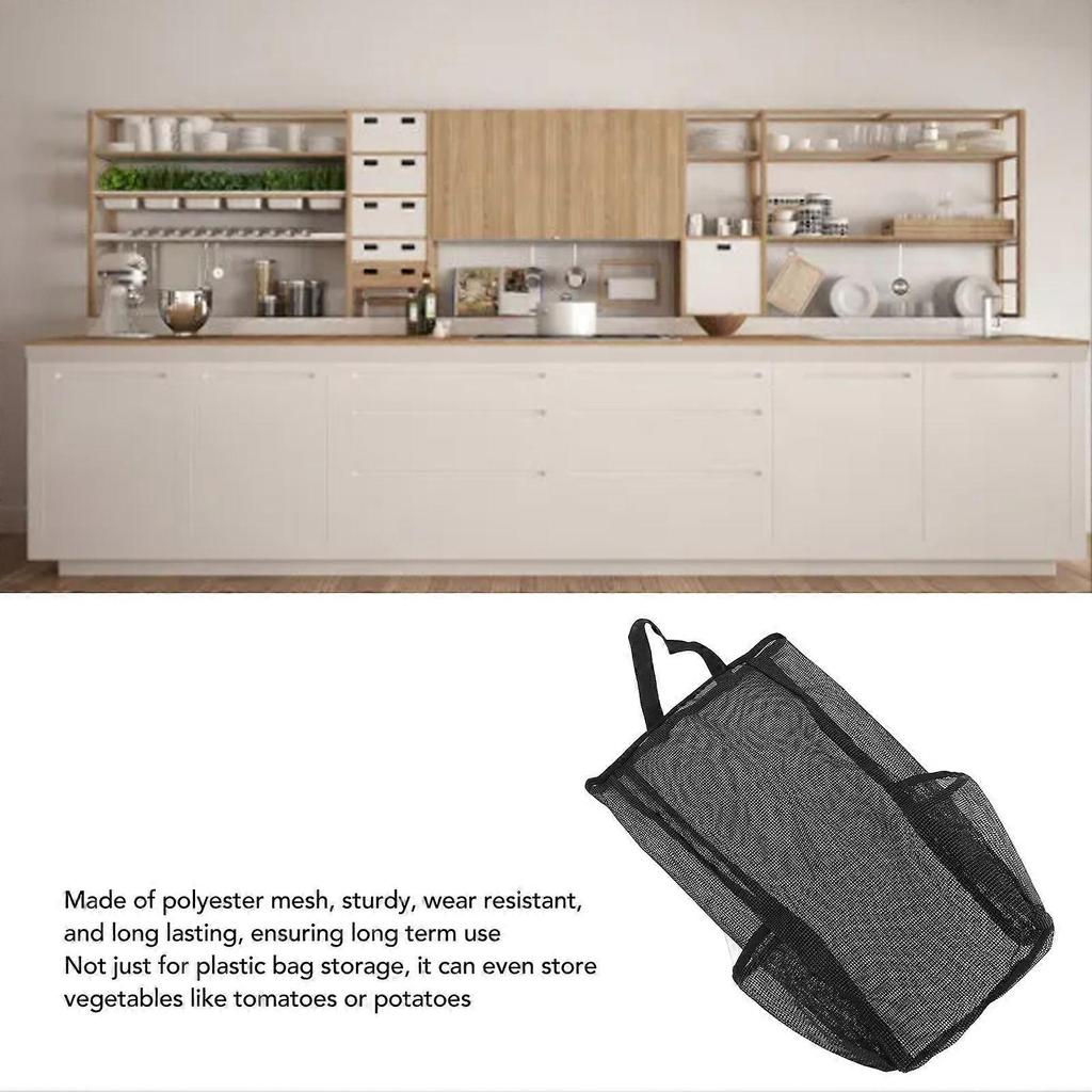 Plastic Bag Holder Dispensers Polyester Hanging Mesh Grocery Bag Plastic Garbage Bag Storage Dispenser