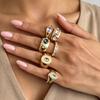 Geometric Square and Oval Rhinestone Stackable Ring Set - Light Luxury Style Finger Jewelry