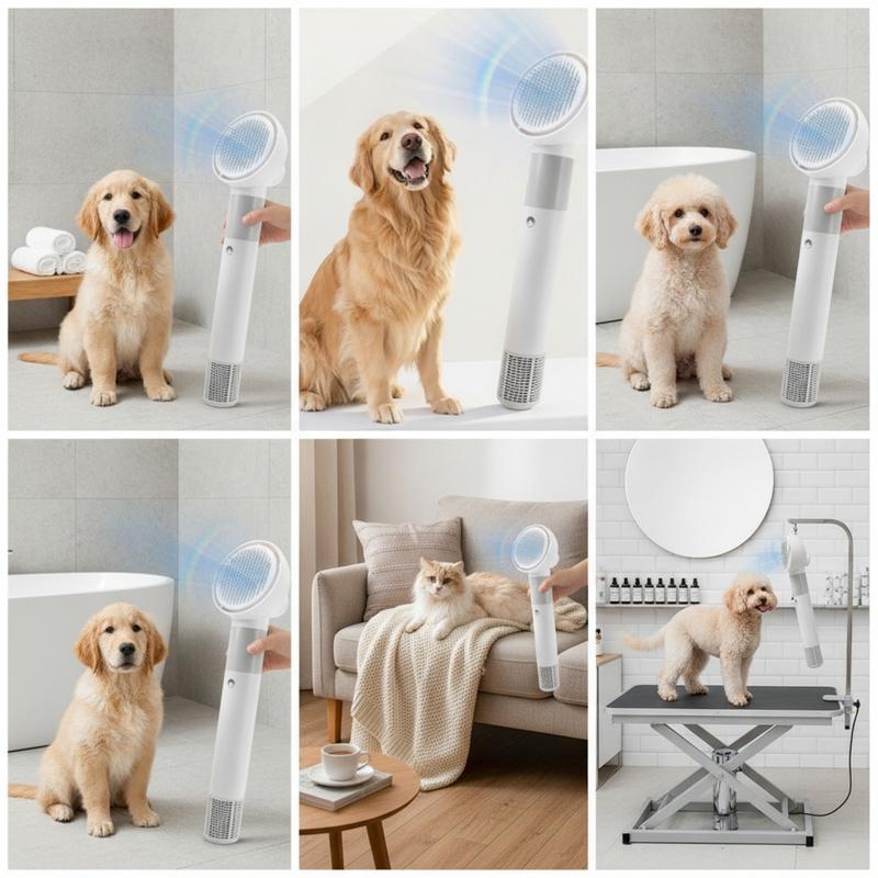 Dog Dryer Brush 2-in-1 Pet Hair Dryer with Brush Pet Grooming Blower Powerful 3-Speed for Dogs
