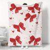 Bows and Hearts Design Pattern Flannel Printed Blanket Suitable for All Seasons Suitable for Living Room Office Sofa and Travel