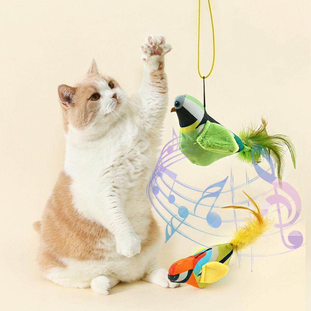 Plush Hanging Teasing Cat Bird Lifelike Cat Called Bird Toy Funny Cat Interactive Toys  Self Happy