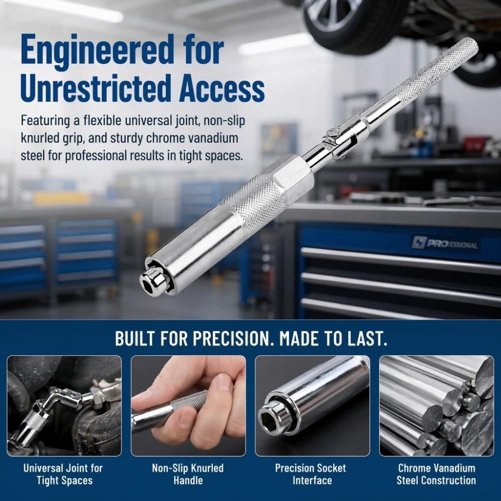 Anti-Slip Handle Hex Socket Wrench Chrome Vanadium Steel Car Shock Wrench Vehicle Repair
