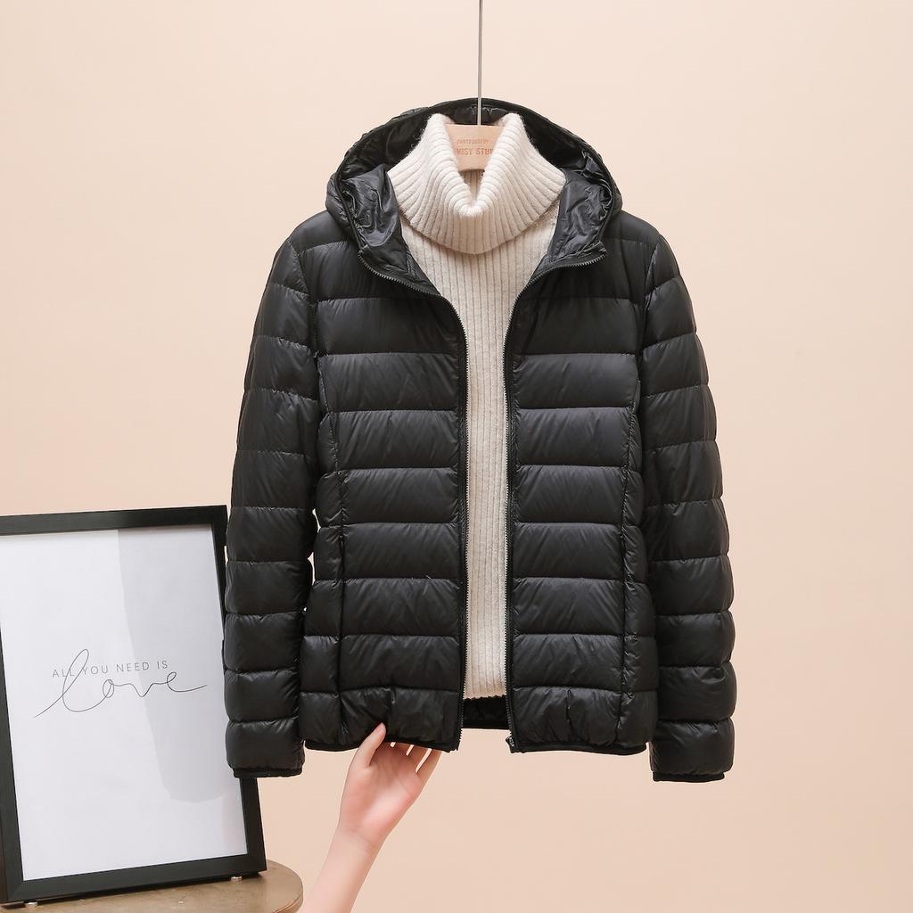 Down jacket women's new short light and thin thickened warm slim white duck down fashion coat