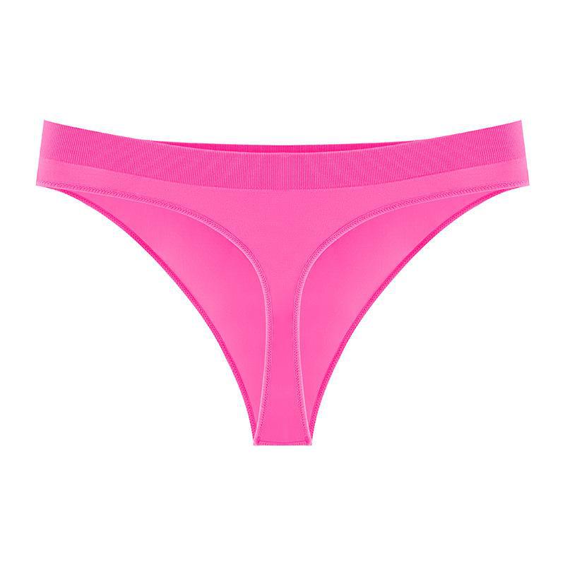 

Европейские и американские бесшовные спортивные стринги - сексуальные однотонные трусы с низкой талией One size (F) розы красного