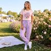 Women's Fashion Casual Short Sleeve Round Neck T-Shirt with Breast Print