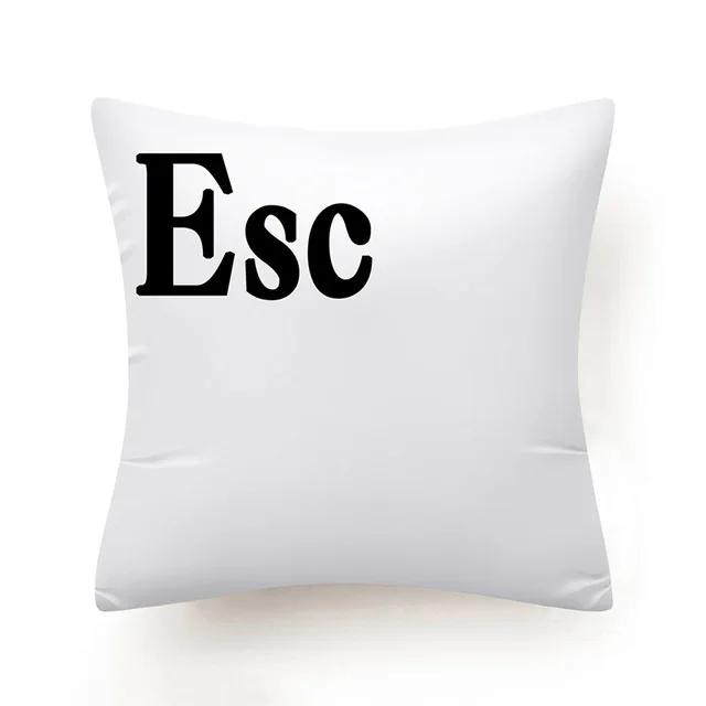 Keyboard Jeanette Alt Del Ctrl Letter Pattern Hug Cushion Cover Black and White Home Decor Home Car Comfort Cushion Cover    ...