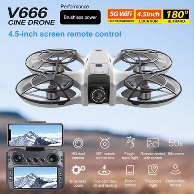 2025 V666 Drohne 4K Professionelle HD Dual-Kamera UAV 5G WIFI FPV Luftaufnahmen 4,5-Zoll-Bildschirm Fernbedienung RC Drohne Spielzeug