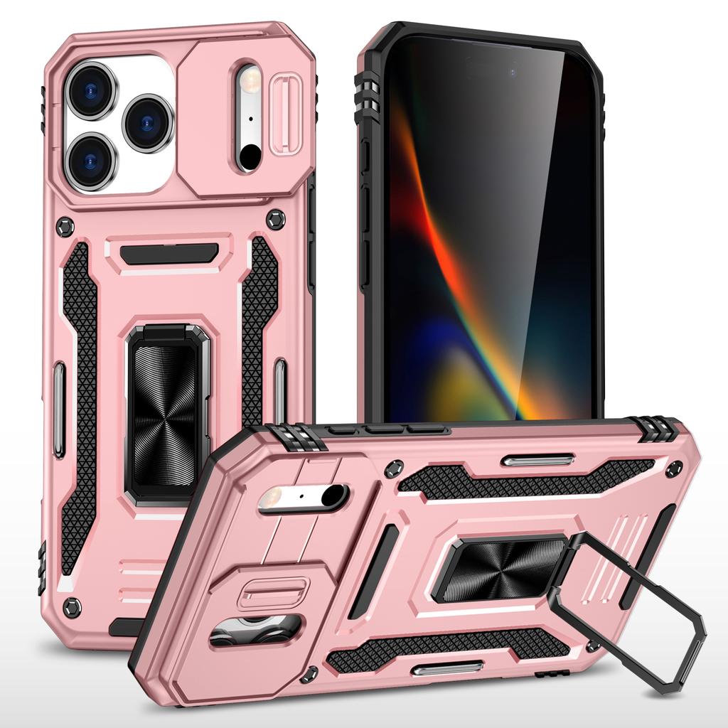 For iPhone 17 Pro Max Case Kickstand Slide Lens Lid PC+TPU Drop