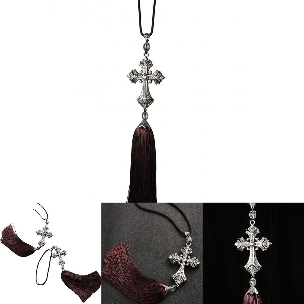 Car Pendant Cross Decoration Stylish Alloy Crystal Diamond Hanging Ornament