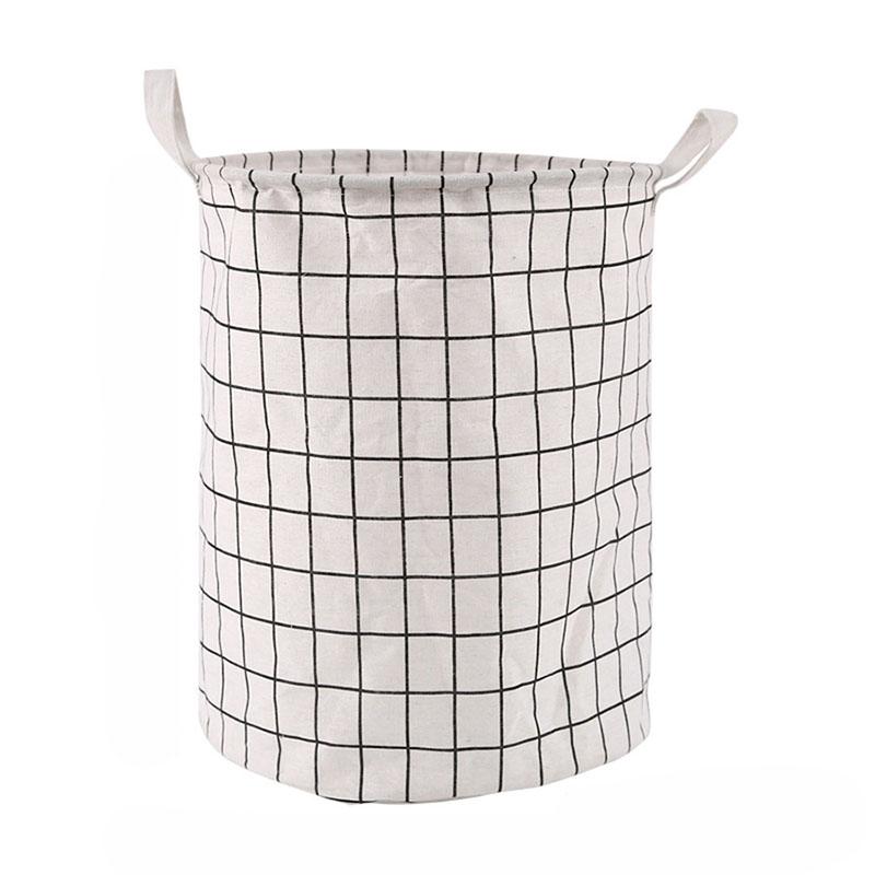 Multifunctional Cotton and Linen Lattice Dirty Clothes Basket Clothes Toys Sundries Storage Bucket Foldable Dirty Clothes Basket