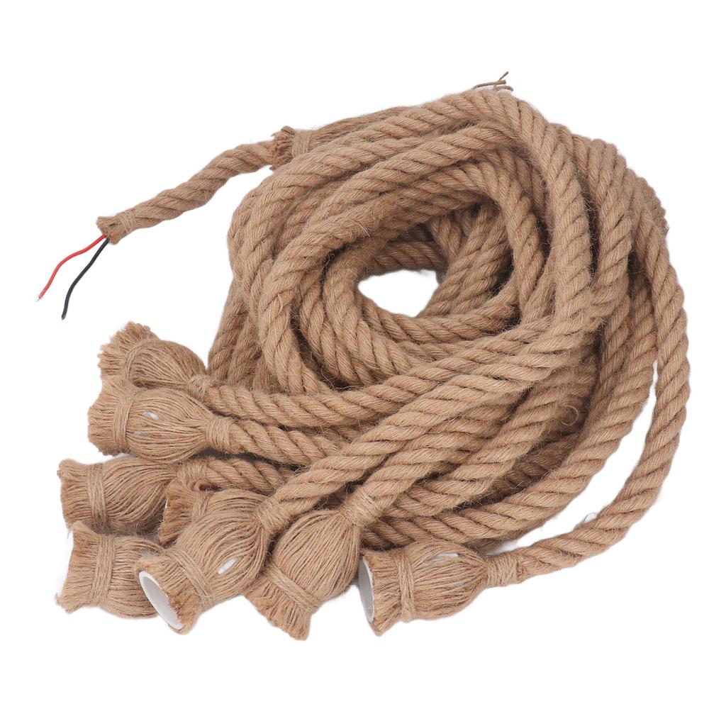 Hemp Rope Pendant Light 8 Heads E27 E26 Lampholder 6.5ft Retro Hanging Light Kit for Bar Restaurant