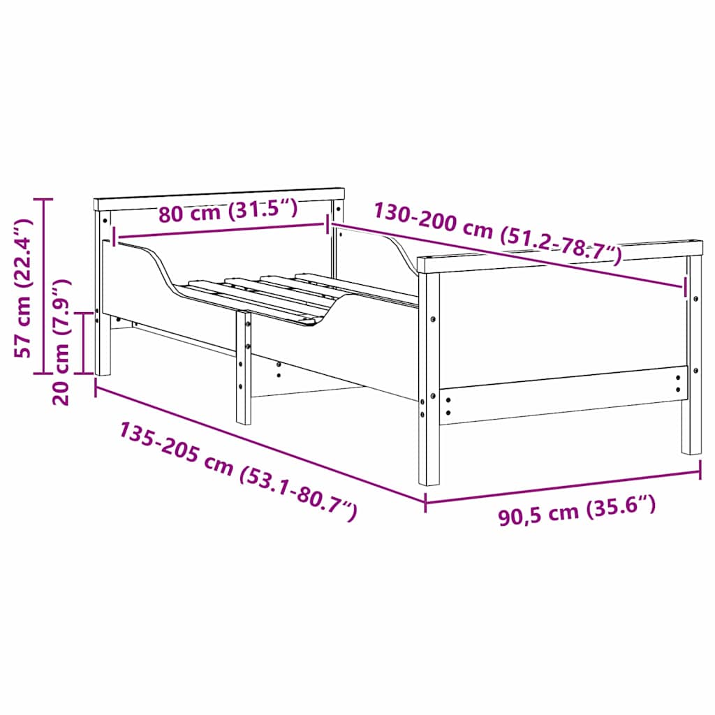 Brown Bed Frame with Headboard 80 x 200 cm Engineered Wood