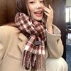 Women's autumn and winter new scarf high-end atmosphere imitation cashmere plaid versatile warm drape Korean version scarf plaid brown