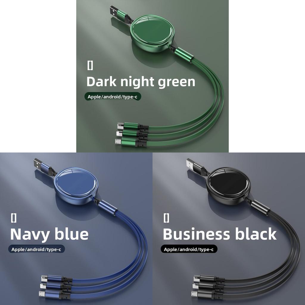 Universal 100w Fast Charging Data Cable With Threeinone Connectors For Huawei Apple Android Devices