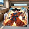 1pz Coperta in Flanella con Stampa Son Goku, Alta Qualità per Tutte le Stagioni, Decorazione per la Casa, Calore e Comfort, Perfetta per Regali di Natale