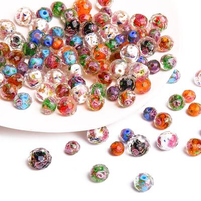 10ks/sáček 8/10/12mm Murano průhledné skleněné korálky pro výrobu šperků pro ženy, DIY náramek květinový rondelle fazetové korálky