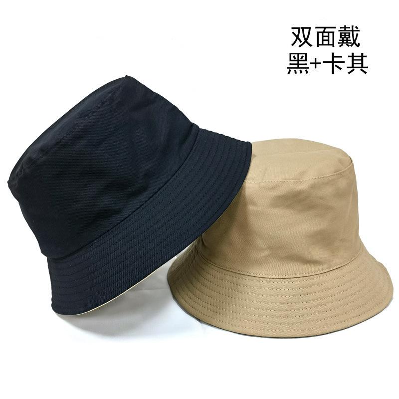 Double-sided bucket hat men's simple casual versatile basin hat women's solid color light board sun hat couple hat tide