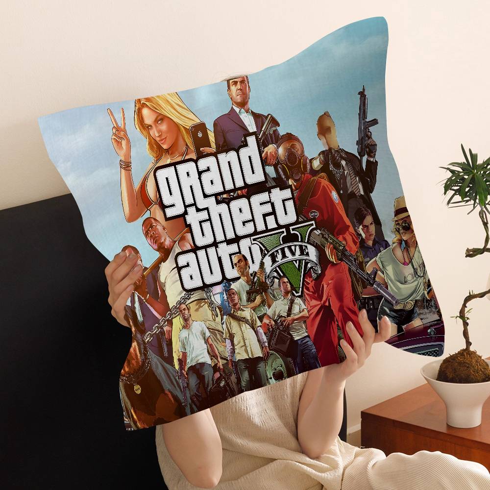 Action Game Grand TTheft Auto Cushion Cover Car Throw Pillow Case For Sofa Car Christmas Gift 40x40cm 45x45cm