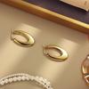 Gold Geometric Stainless Steel Earrings with Smooth Finish: Stylish, Simple, High-End Design