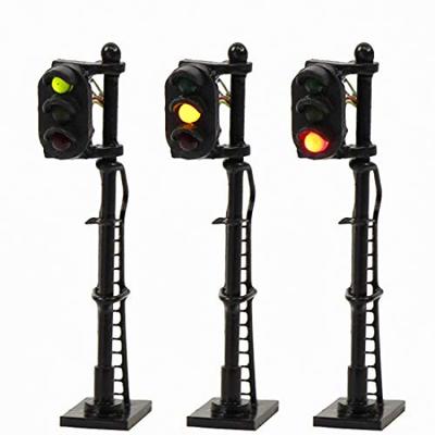 Juego de 3 Semáforos Tráfico Luz Metálica Negra para Modelos y Proyectos Educativos DIY 1150 Luces, Luces de Tres Colores, Pilares, Trenes, Edificios,