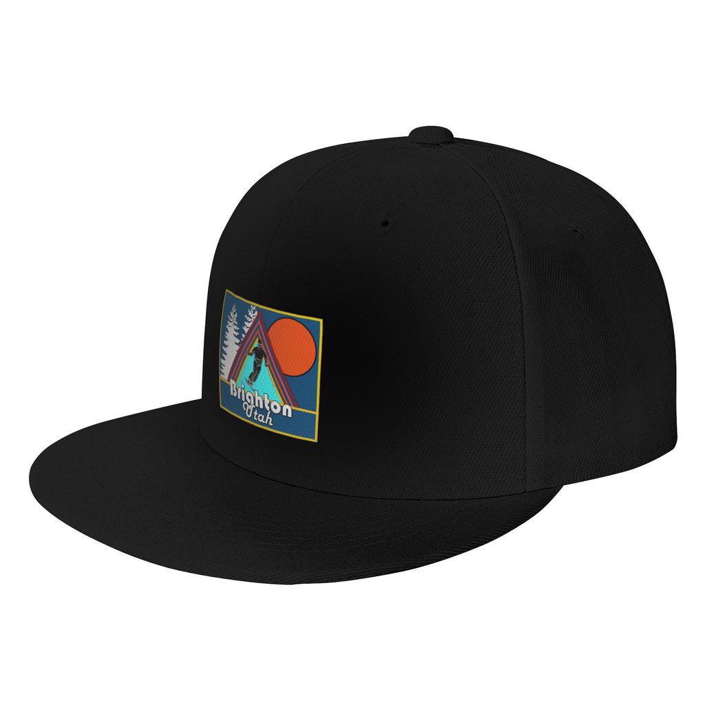 Fashion Brighton Utah Vacation Travel Skiing Mountains Flat Brim Sun Hat Harajuku Style Cap Womens