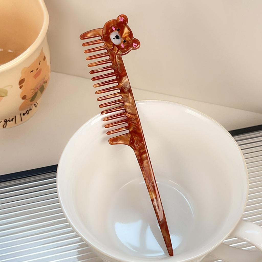 Cartoon Long-handled Comb Cute Bear-shaped Hairbrush Creative Design Fashionable Student-friendly Portable Straightening Comb