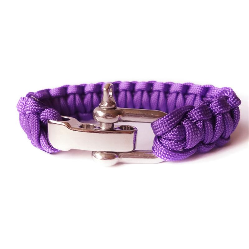 Pulseira de Sobrevivência Ajustável para Homens Mulheres Acampamento ao Ar Livre Emergência Fivela de Aço Inoxidável Pulseira de Paracord