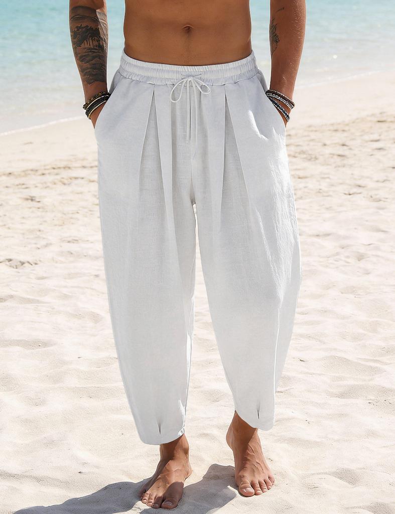 Pantaloni Casual da Uomo Larghi a Gamba Larga Traspiranti Comodi a Lanterna Taglie Forti