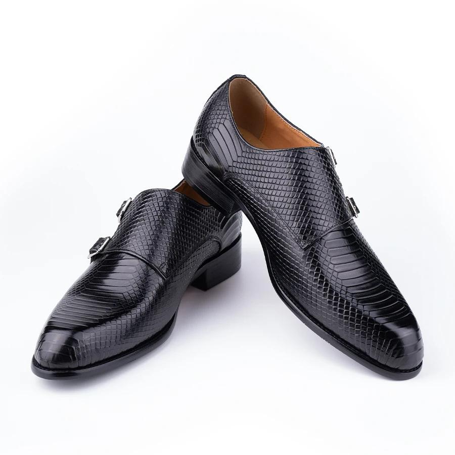 Fashion Genuine Leather Shoes Handmade Loafers for Men High Quality Buckles Monk Shoe Male Sapato Social Masculino Business Formal Shoes