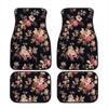Art Flowers Pattern Car Floor Mats Front Rear Premium Carpets Mat, Set of 4 Floral Auto Foot Mats Universal Fit Vehicles,Women