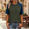 Women’s Casual Vintage Lightweight Plus Size Waffle Knit Raglan Crewneck Top Loose Fit Short Sleeve Pullover Shirt
