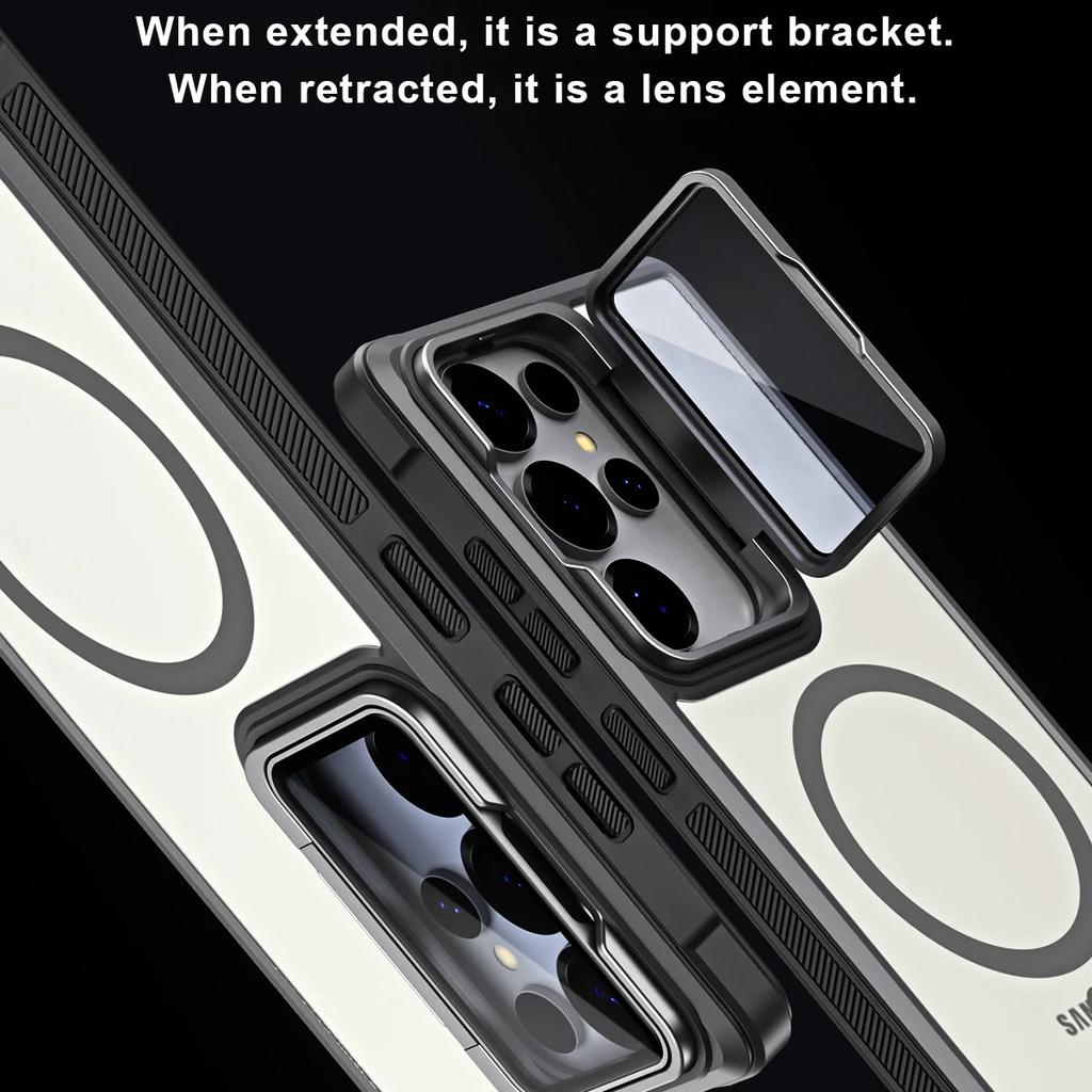 Funda Magnética para Teléfono Sensible a la Piel Para Samsung S26 Ultra S24 Plus S23 S22 S21 FE S25 Ultra Para Magsafe Soporte de Cristal para Cámara Cubierta