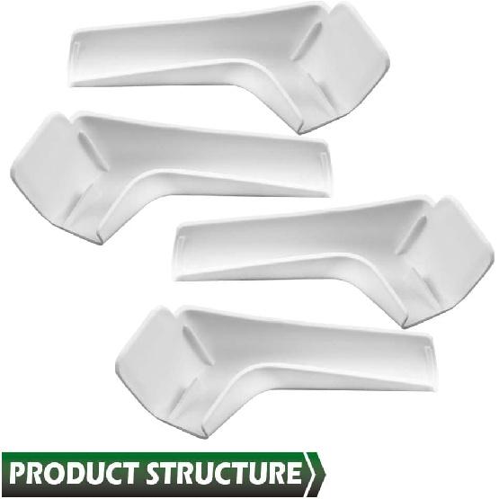 GRAND ORANGE RV Rain Gutter Spouts Long Version Left and Right 3 1/2" Long 4pcs White Gutter Spout