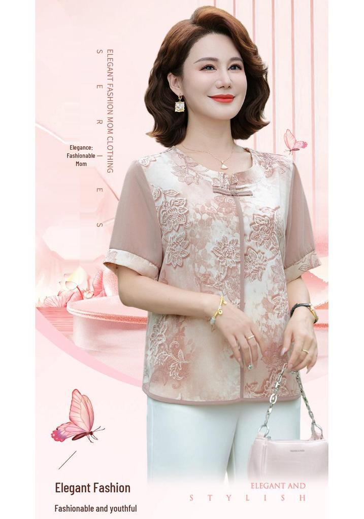 Mom's Summer Chiffon Short-Sleeve Top - Vintage Style 2026 for 50s & 60s