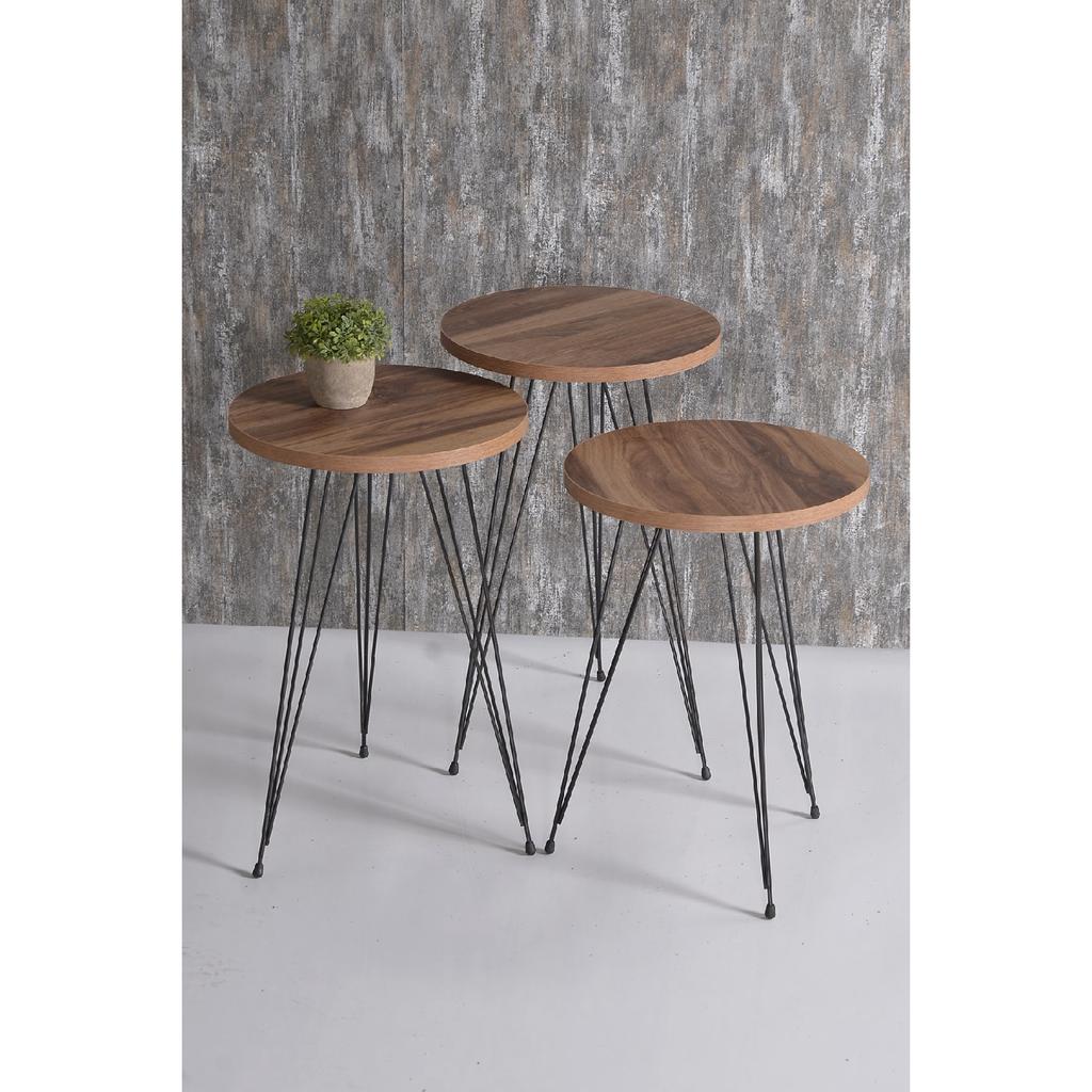 Center Table And Nesting Table Walnut Set Wire Leg Ellipse