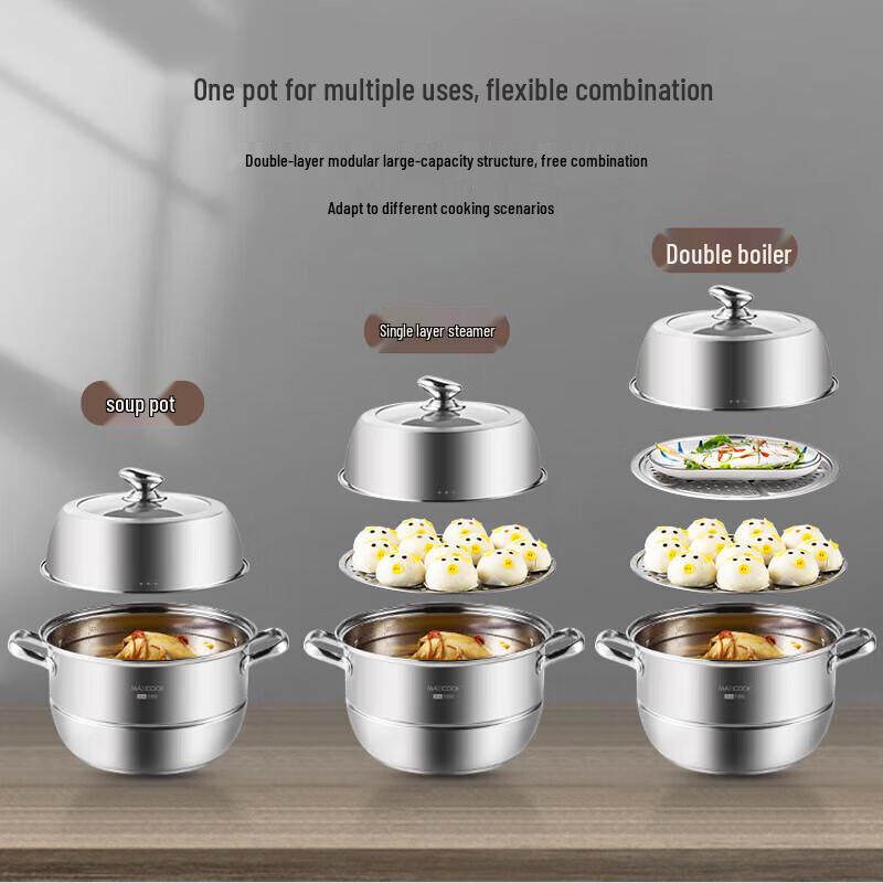 Meichu New Head Chef 304 Stainless Steel 34cm Double-Layer Steamer