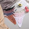 FINETOO Lace Thong For Women Sexy T-back Panty Solid Color Lingerie Floral Underwear