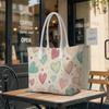 Sweet Heart Print Tote Bag Casual Large Capacity Daily Shoulder Bag for Women Outdoor Shopping Commuting Use