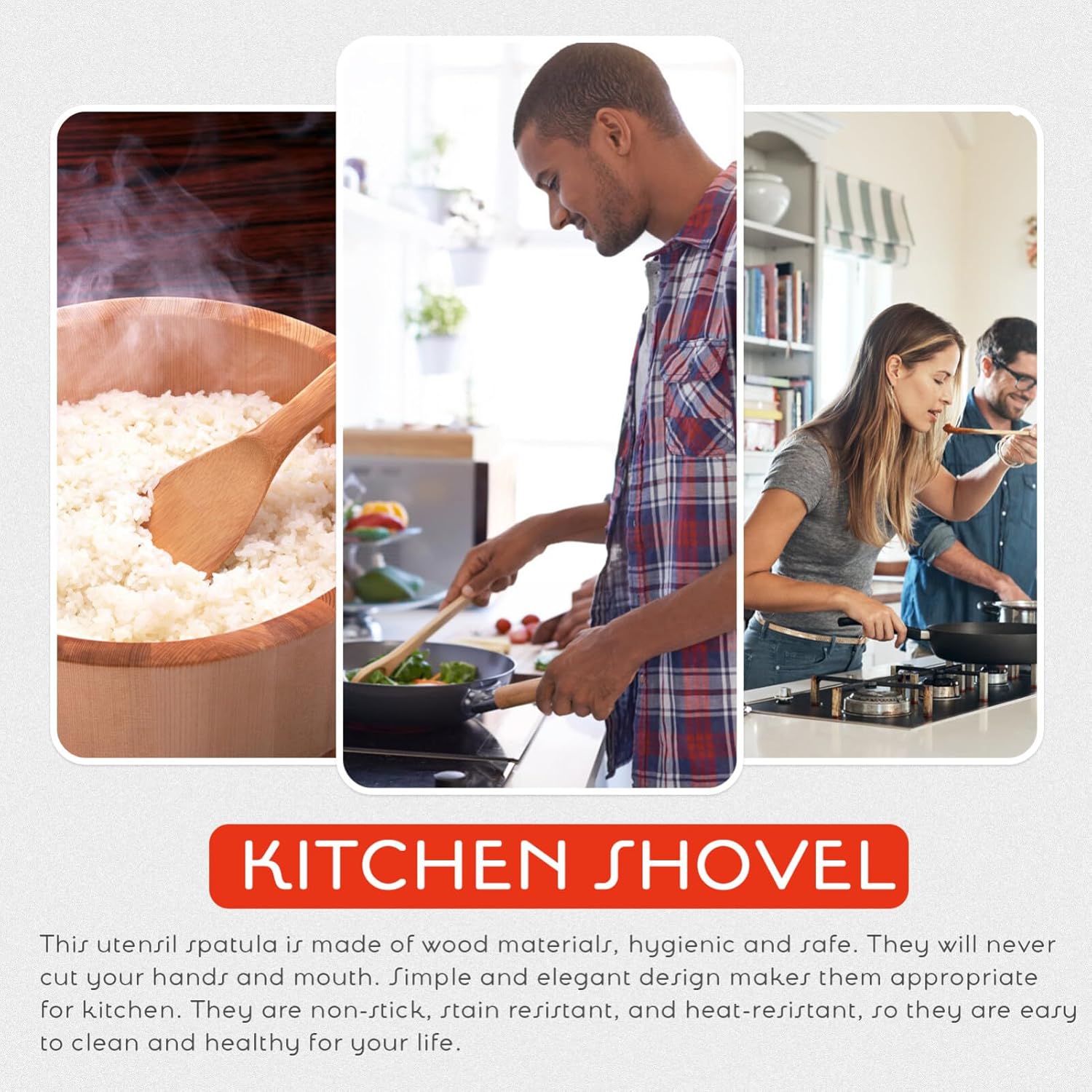 

Wooden Long Handle Spatula for Kitchen: 12.20 Inch Non-Stick Cooking Utensils, Brown Spurtle, Natural Wood, Ideal for Stir Fry, Baking, and More 31x5.7cm