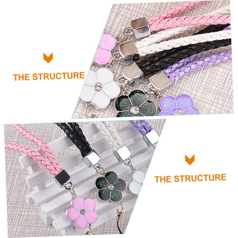 Braided Phone Wrist Lanyard With Durable Woven Strap Cute Flower Pendant For Phones Keys Daily Use