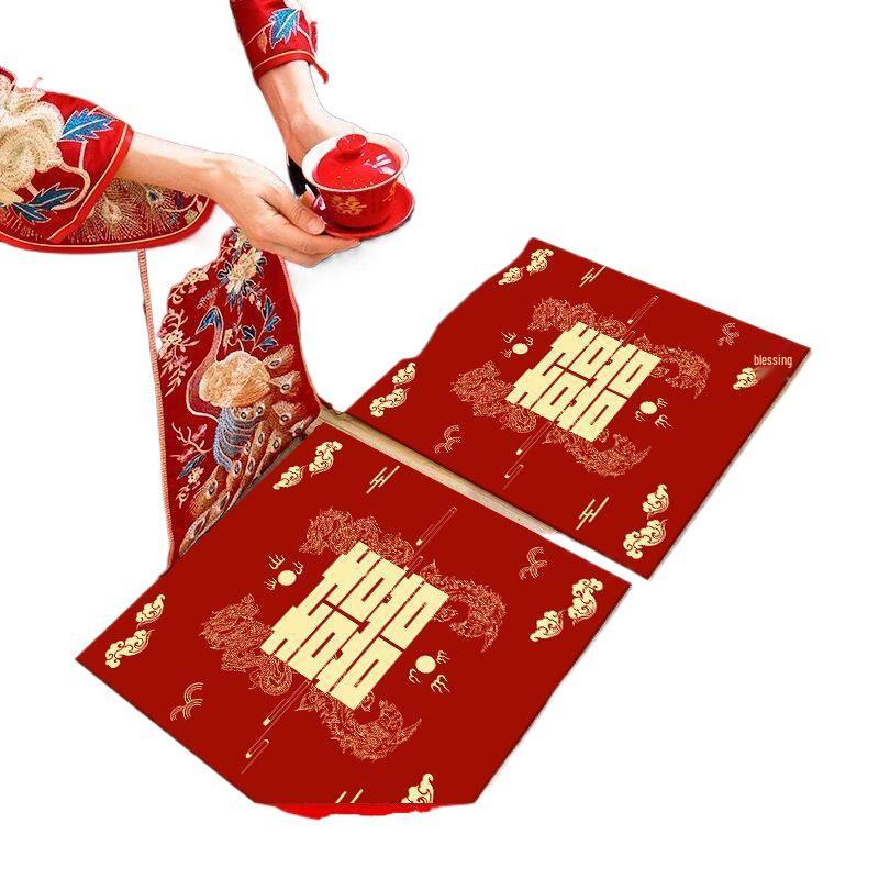 Red Wedding Kneeling and Sitting Cushion for Bride - Ceremony and Tea Ritual Pad, Free Shipping