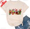 New Year Xmas Gift Merry Christmas Cotton Shirts for Women Merry and Bright Tree Graphic Holiday Printed TShirt Tops Unisex Tee
