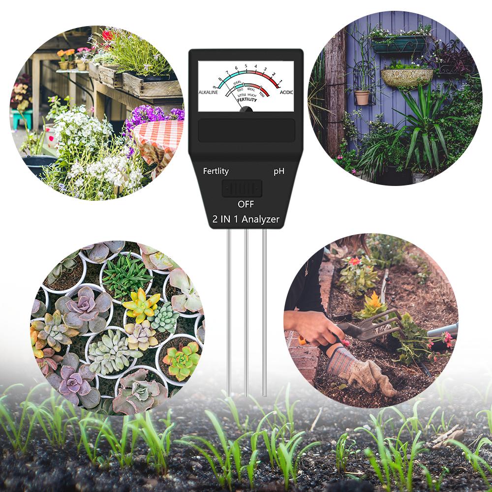 High Precision 2 In 1 Soil Meter Fertility PH Tester Portable Soil PH Detector for Garden Farm Greenhouse