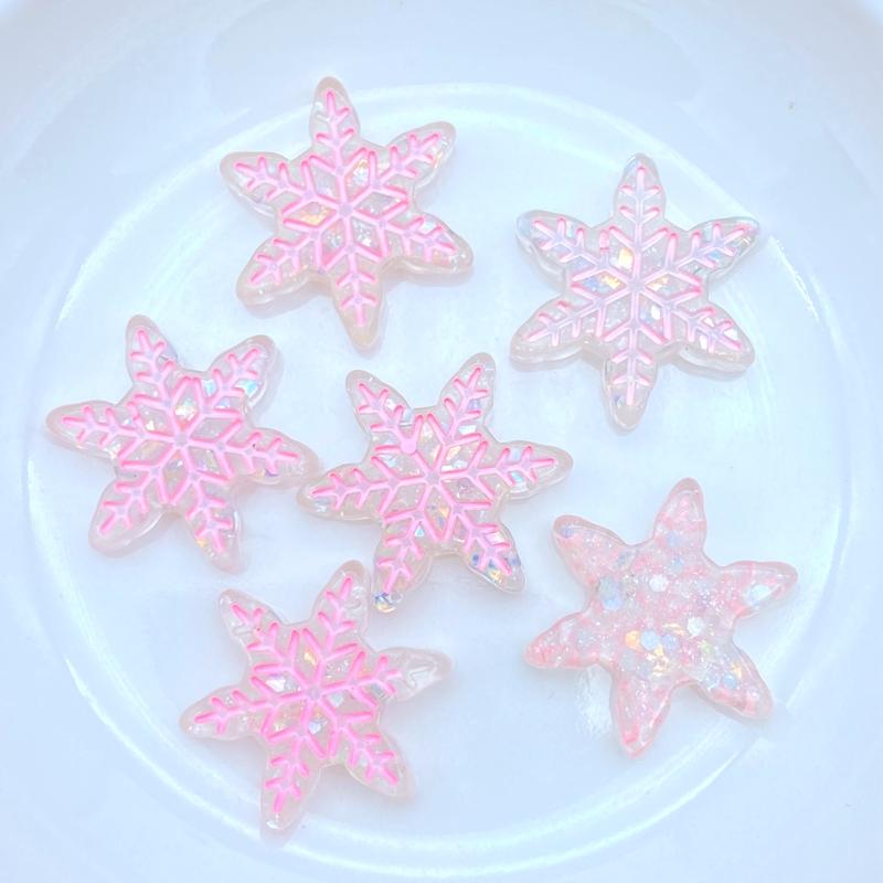 10/20Pcs New Resin Cute Mixed Mini Snowflake Flat Back Cabochon Scrapbooking Hair Bow Center Embellishments DIY Accessories L09