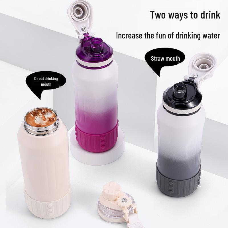 316 Stainless Steel Insulated Women's Sports Water Bottle, Large Capacity, Portable with Carry Rope for Outdoor Activities