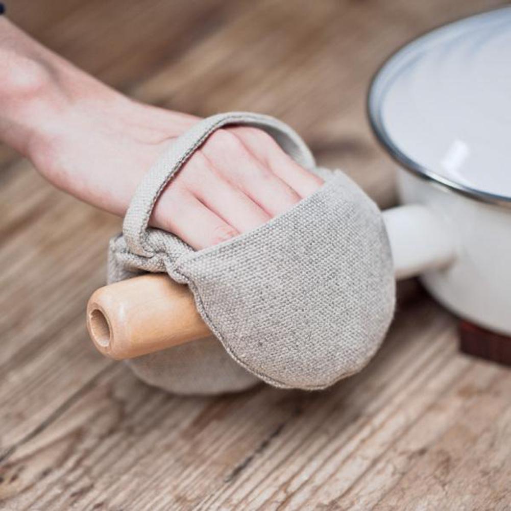Cotton Oven Mitt Thickened Heat Resistant Gloves Fingertip Oven Microwave Mitt Pot Holder For Handling Hot Kitchen Bakeware Tool