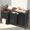 VEVOR 3 Section Laundry Sorter, Large Laundry Hamper with Metal Frame and Wooden Tabletop