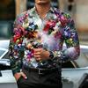 Herrenhemd mit Retro-Blumenprint, stilvollem Kragen, langen Ärmeln, Business Casual, trendigem und individualistischem Stil.